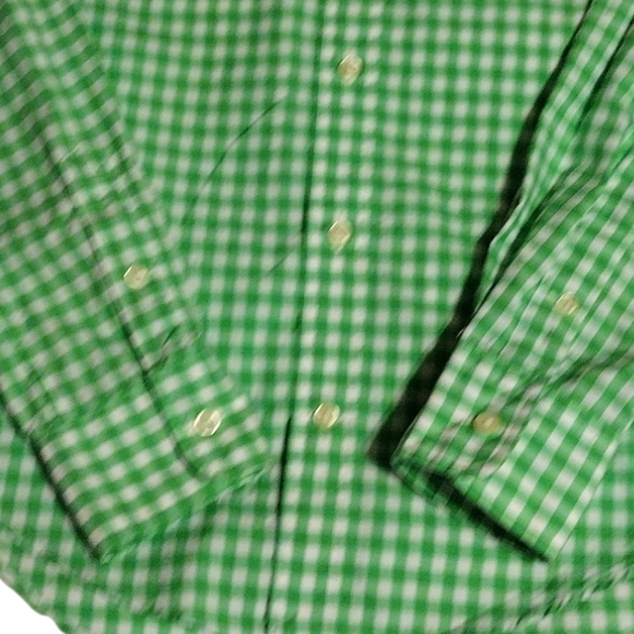 Polo Ralph Lauren green white plaid rounded hem cotton women's small Blouse - Picture 7 of 10